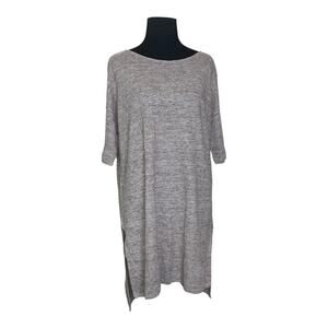 Eileen Fisher light brown linen knit short sleeves tunic top size M